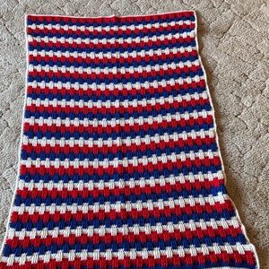 Handmade Crochet Afghan / Throw Blanket – Red, White & Blue